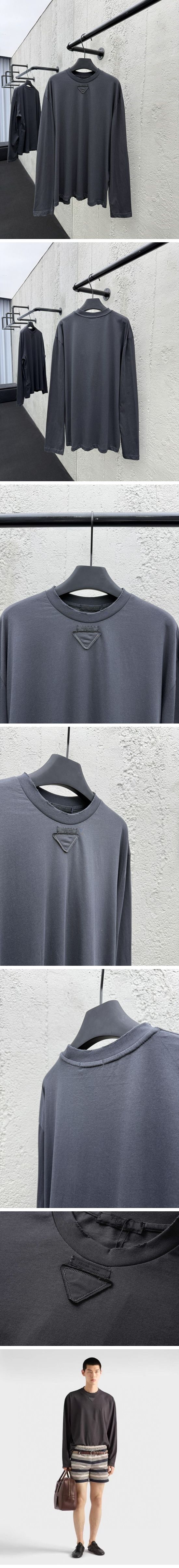 極N級 Prada Triangle Logo L/S Tee プラダ トライアングル ロゴ L/S Tシャツ