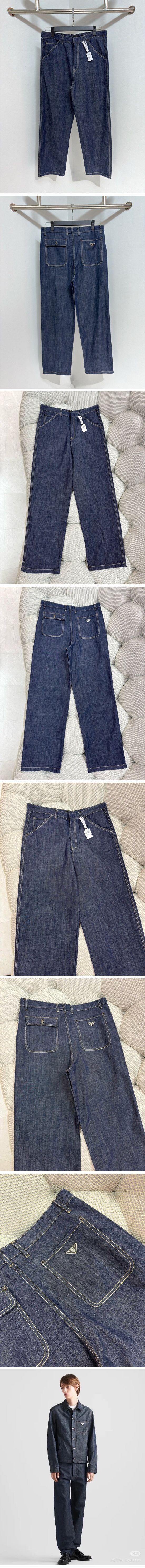 極N級 Prada Triangle Logo Denim Shirt Jacket プラダ トライアングル ロゴ デニム シャツ ジャケット