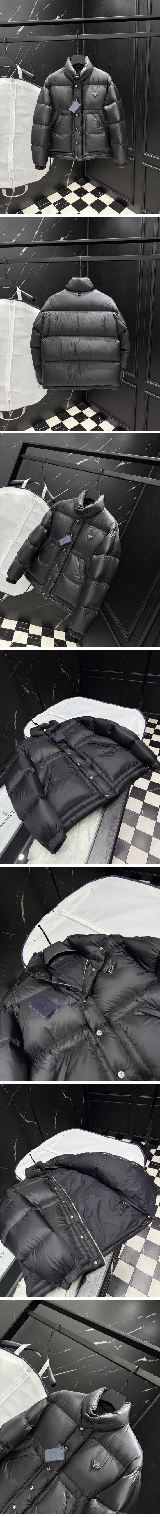 極N級 Prada Re Nylon Triangle Logo Down Jacket プラダ リ ナイロン トライアングル ロゴ ダウン ジャケット ブラック