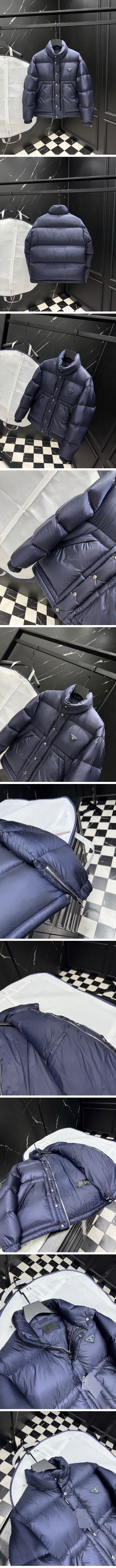 極N級 Prada Re Nylon Triangle Logo Down Jacket プラダ リ ナイロン トライアングル ロゴ ダウン ジャケット ネイビー