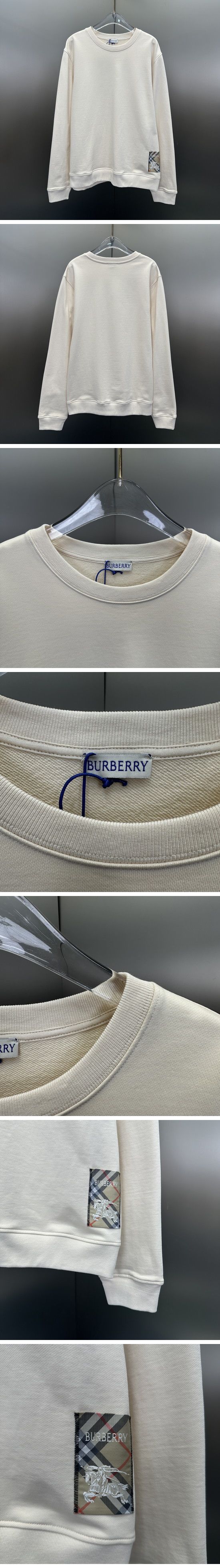 極N級 Burberry Check Label Sweat Shirt バーバリー チェック ラベル スウェットシャツ ホワイト