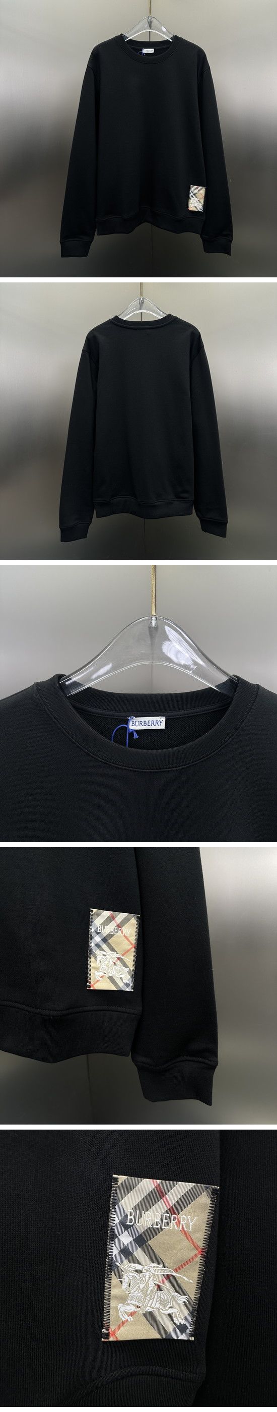 極N級 Burberry Check Label Sweat Shirt バーバリー チェック ラベル スウェットシャツ ブラック