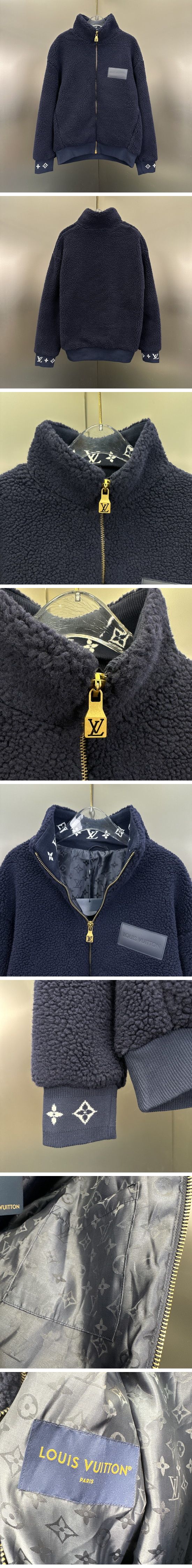 極N級 Louis Vuitton Patch Fleece Jacket ルイヴィトン パッチ フリース ジャケット ネイビー