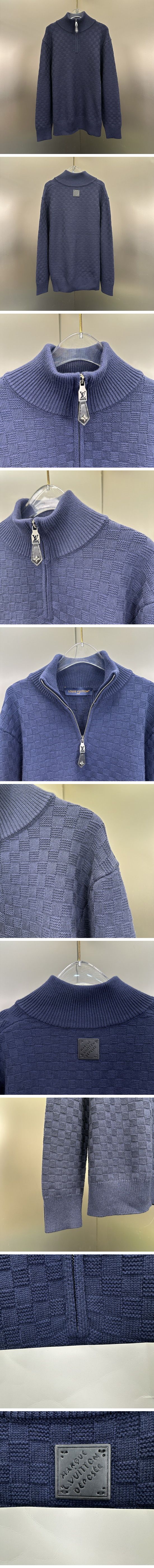 極N級 Louis Vuitton Damie Zip-Up Sweater ルイヴィトン ダミエ ジップアップ セーター