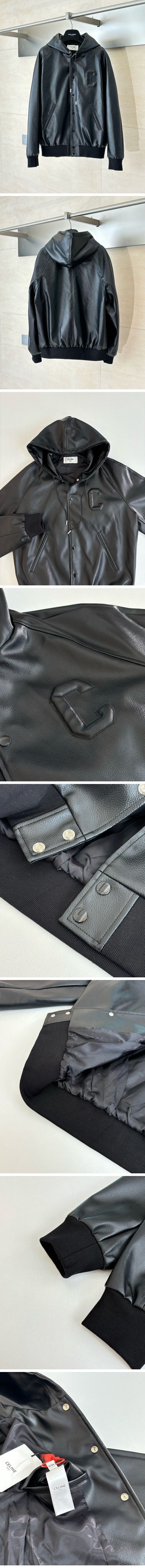 極N級 Celine Sheepskin Hooded Leather Jacket セリーヌ ラムスキン フーデッド レザージャケット