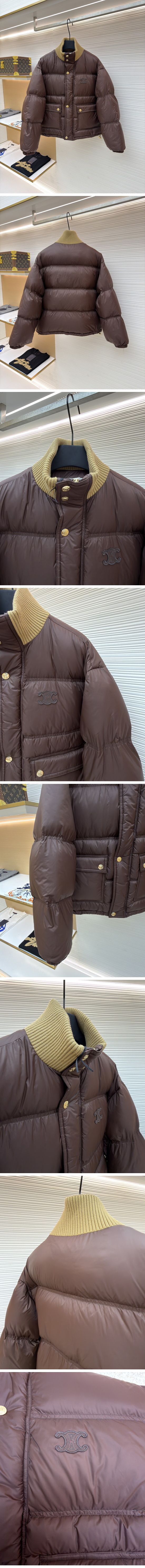 極N級 Celine Ladies Triomphe Puffer Jacket Brown セリーヌ レディース トリオンフ ダウンジャケット ブラウン
