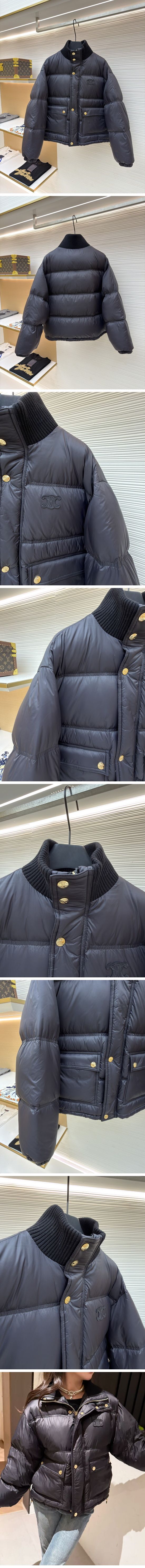 極N級 Celine Ladies Triomphe Puffer Jacket Black セリーヌ レディース トリオンフ ダウンジャケット ブラック