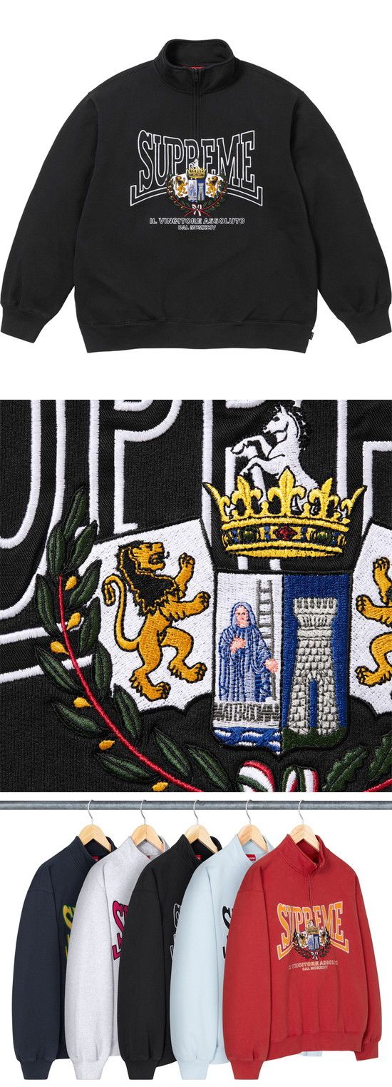 Supreme Crest Applique Half Zip Pullover Jacket シュプリーム クレスト アップリケ ハーフ ジップ プルオーバー ジャケット ブラック