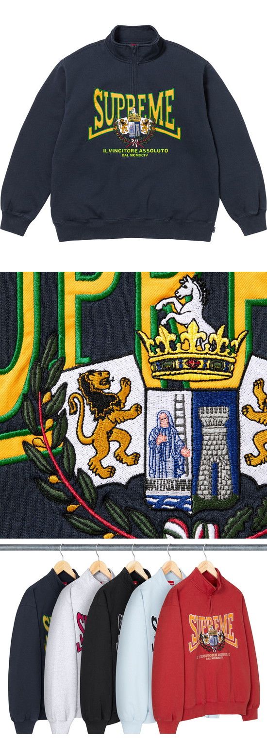 Supreme Crest Applique Half Zip Pullover Jacket シュプリーム クレスト アップリケ ハーフ ジップ プルオーバー ジャケット ネイビー