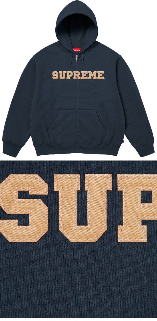 Supreme 25FW Collegiate Applique Zip-Up Parker シュプリーム 25FW コレッジエイト アップリケ ジップアップ パーカー ネイビー