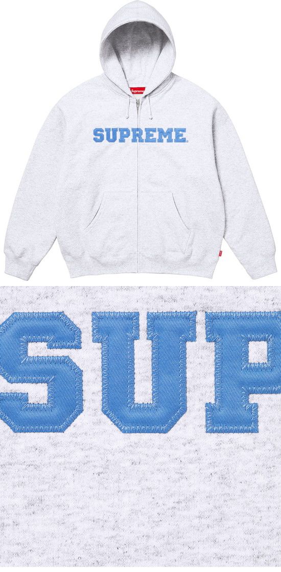 Supreme 25FW Collegiate Applique Zip-Up Parker シュプリーム 25FW コレッジエイト アップリケ ジップアップ パーカー グレー