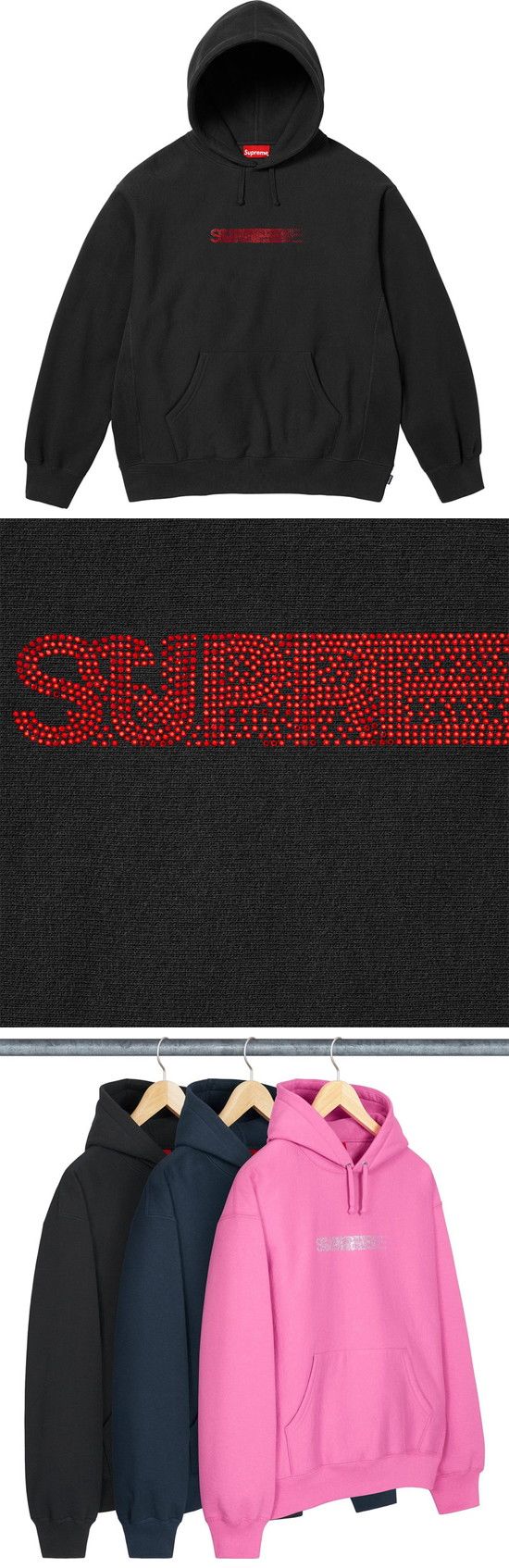 Supreme Swarovski Motion Logo Sweat Parker シュプリーム スワロフスキー モーション ロゴ スウェット パーカー ブラック