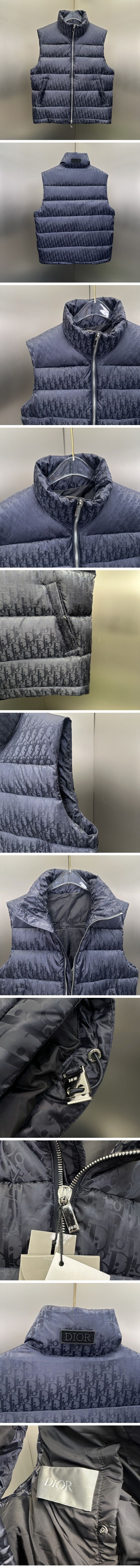 極N級 Dior Oblique Down Best ディオール オブリーク ダウン ベスト ネイビー