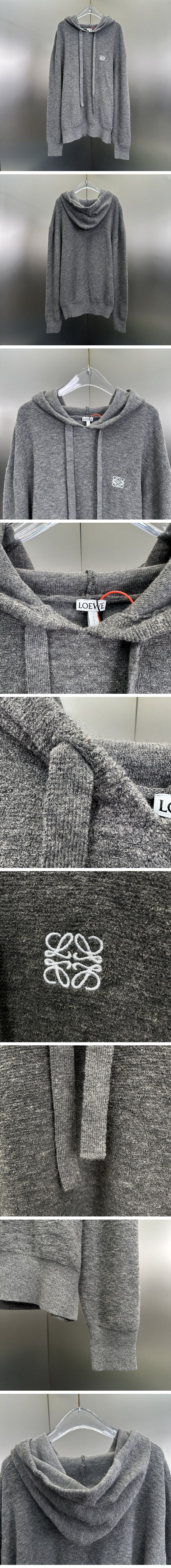 極N級 Loewe Anagram Embroidery Parker ロエベ アナグラム エンブロイダリー パーカー グレー