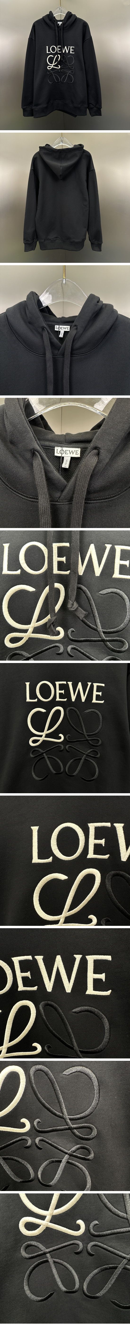 極N級 Loewe Anagram Embroidery Parker ロエベ アナグラム エンブロイダリー ブラック パーカー