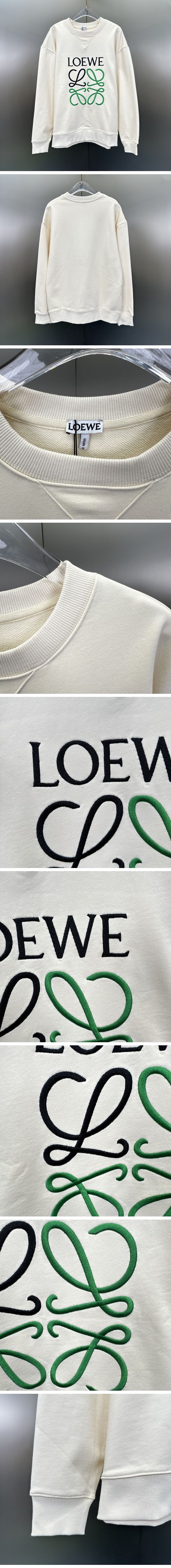 極N級 Loewe Anagram Embroidery Sweat Shirt ロエベ アナグラム エンブロイダリー スウェットシャツ ホワイト