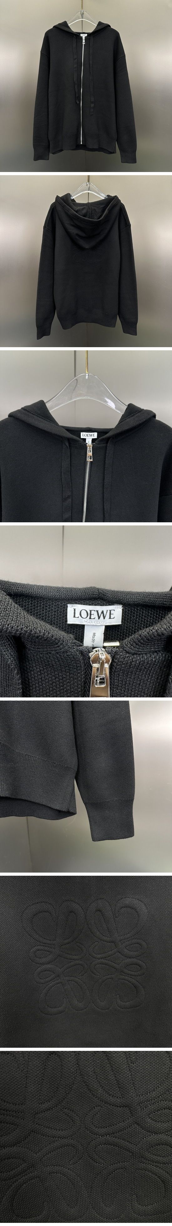 極N級 Loewe Anagram Zip-Up Parker ロエベ アナグラム エンブロイダリー ブラック パーカー ブラック