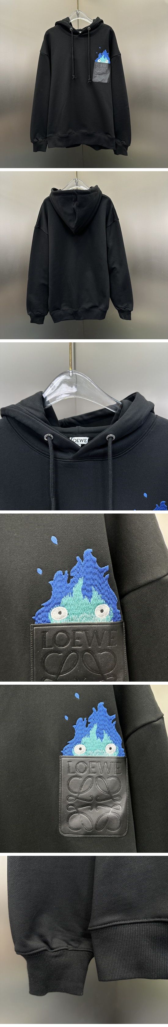 極N級 Loewe x Howl Collaboration Parker ロエベ x ハウル カルシファー コラボ パーカー ブラック