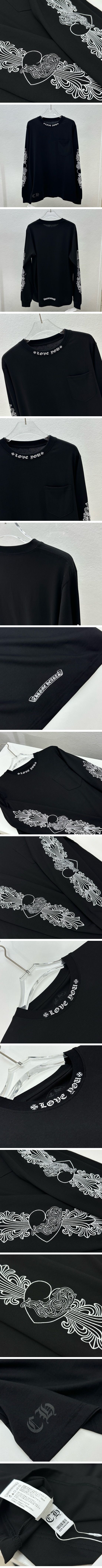 極N級 Chrome Hearts Floral Heart L/S Tee Black クロムハーツ フローラル ハート ロンT ブラック