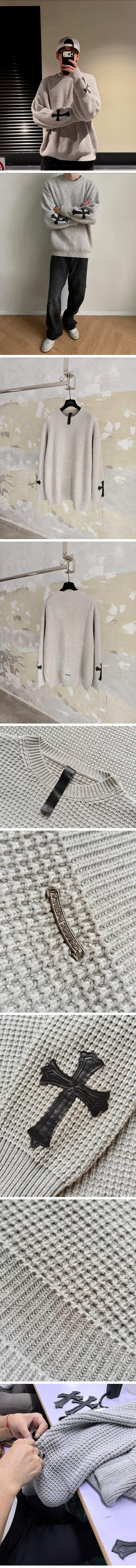 極N級 Chrome Hearts Cross Waffle Knit Sweater Ivory クロムハーツ クロス ワッフルニットセーター アイボリー