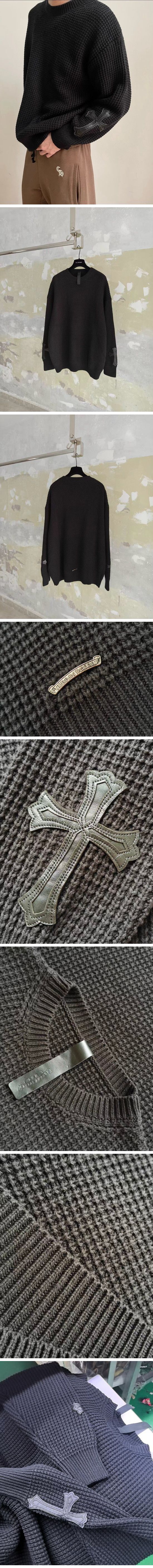 極N級 Chrome Hearts Cross Waffle Knit Sweater Black クロムハーツ クロス ワッフルニットセーター ブラック