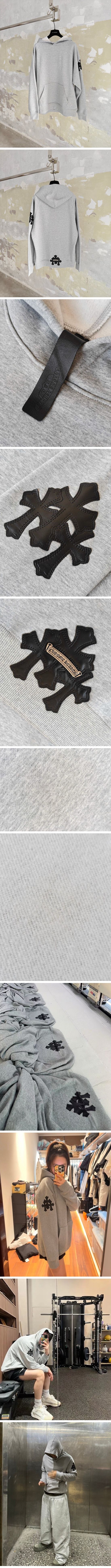 極N級 Chrome Hearts Cemetery Cross Leather Patch Hoodi クロムハーツ セメタリークロス レザーパッチ パーカー