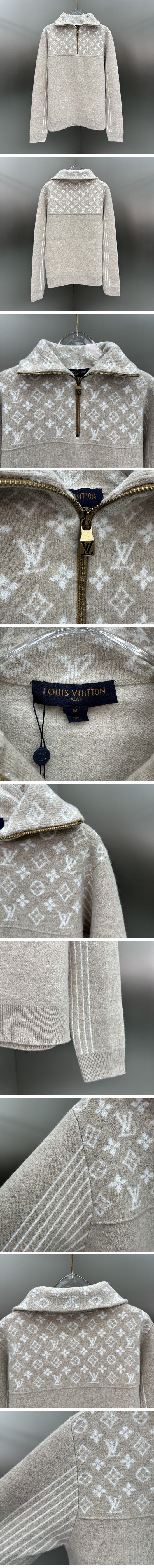 極N級 Louis Vuitton Monogram Ribbed Wool Half-Zip Pullover ルイヴィトン モノグラム リブドウール ハーフジッププルオーバー
