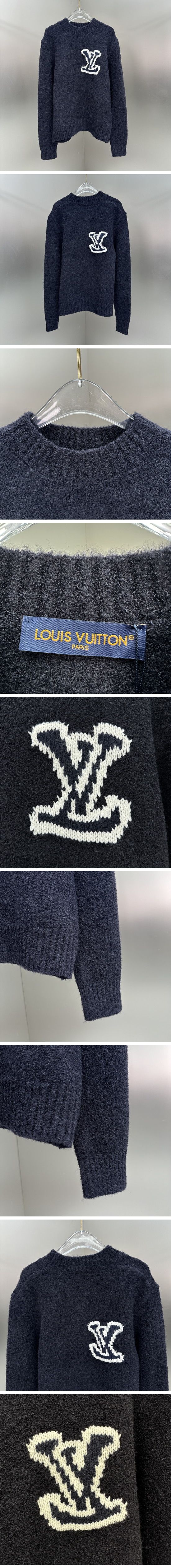 極N級 Louis Vuitton Intarsia Crew Neck Knit Sweater ルイヴィトン インターシャ クルーネック ニットセーター