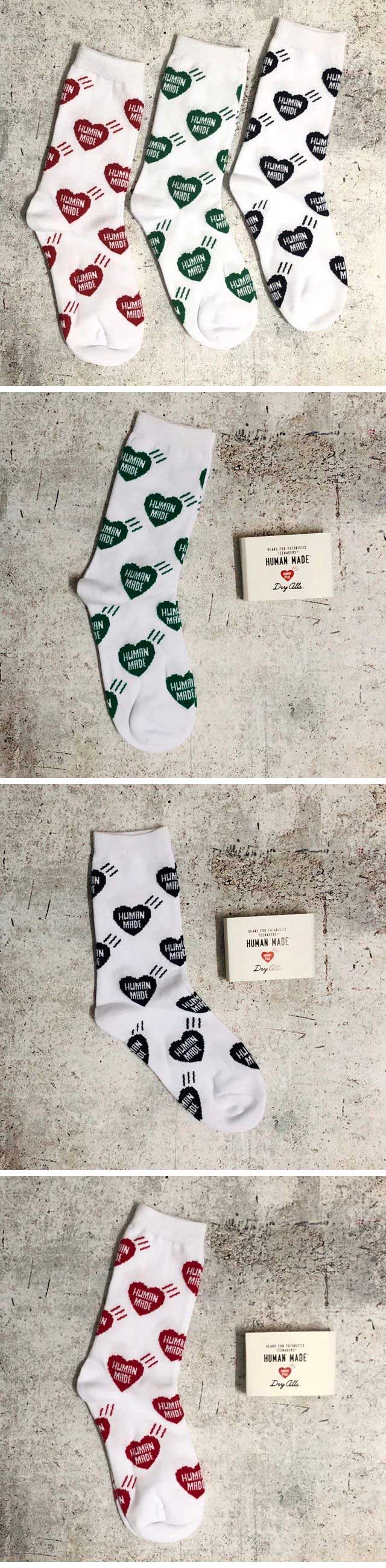 Human Made Heart Logo Pattern Socks ヒューマンメイド ハートロゴ パターン ソックス