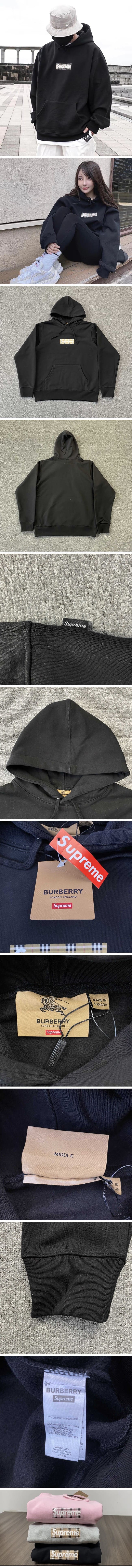 Supreme x Burberry Box Logo Hoodie Heather Black シュプリーム x バーバリー ボックスロゴ パーカー ブラック