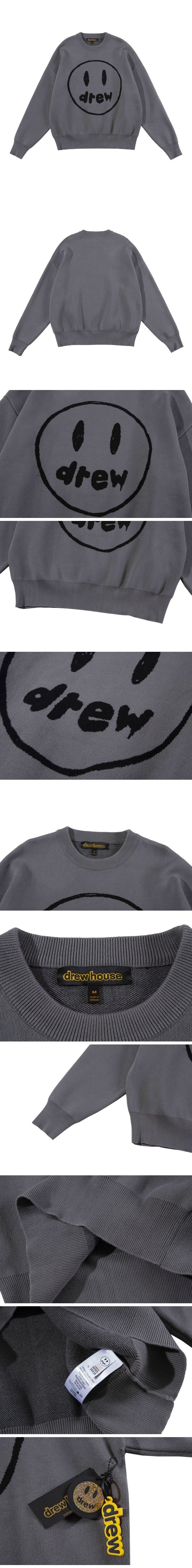 Drew House Logo Sweater Grey ドリューハウス ロゴ ニット セーター グレー