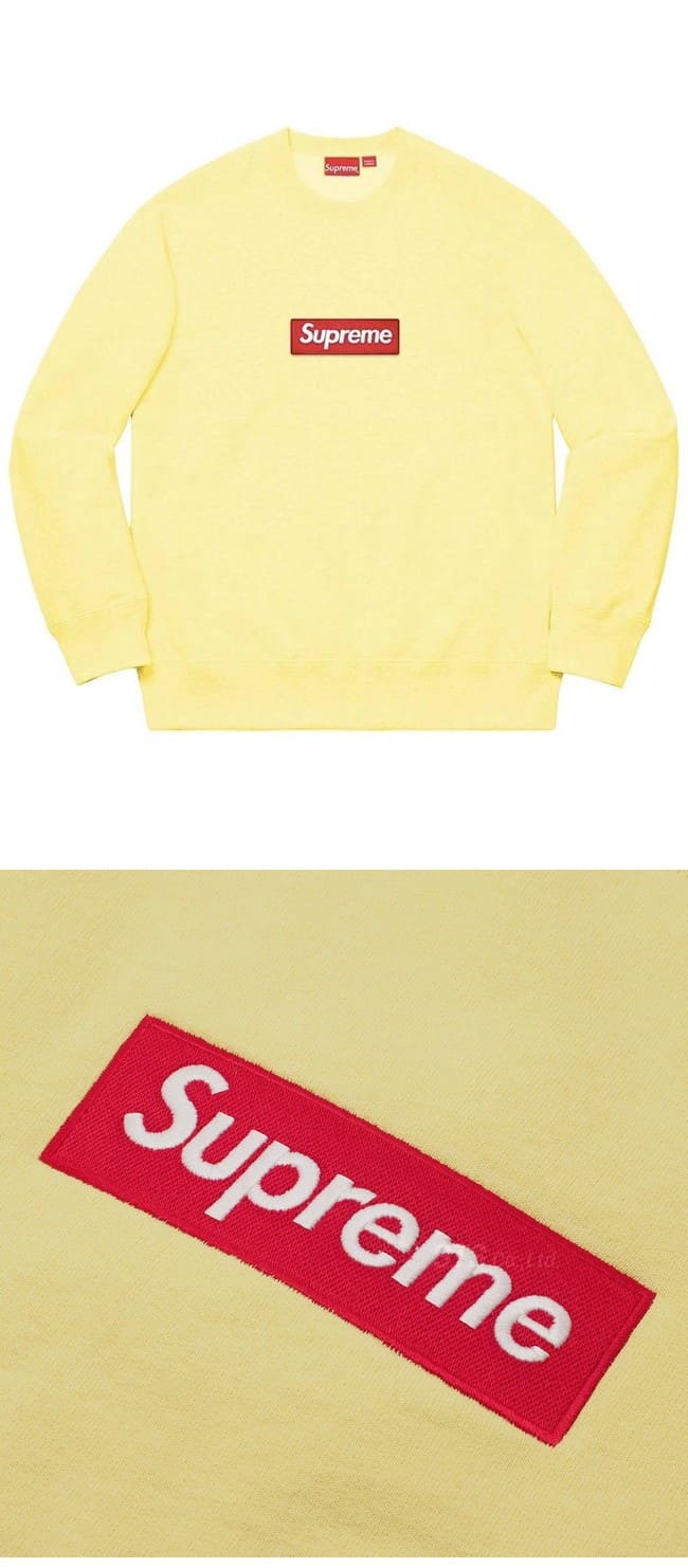 Supreme 22FW Box Logo Crewneck Pale Yellow シュプリーム 22FW ボックスロゴ スウェット ペールイエロー【発送時期15-20日後】