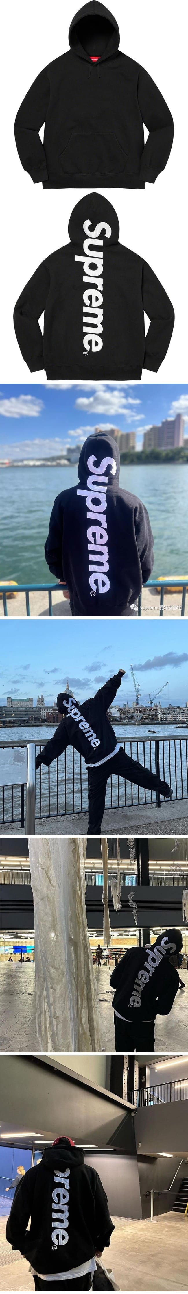 Supreme 22FW Satin Appliqué Hooded Sweatshirt Black シュプリーム 22FW サテンアップリケ パーカー ブラック