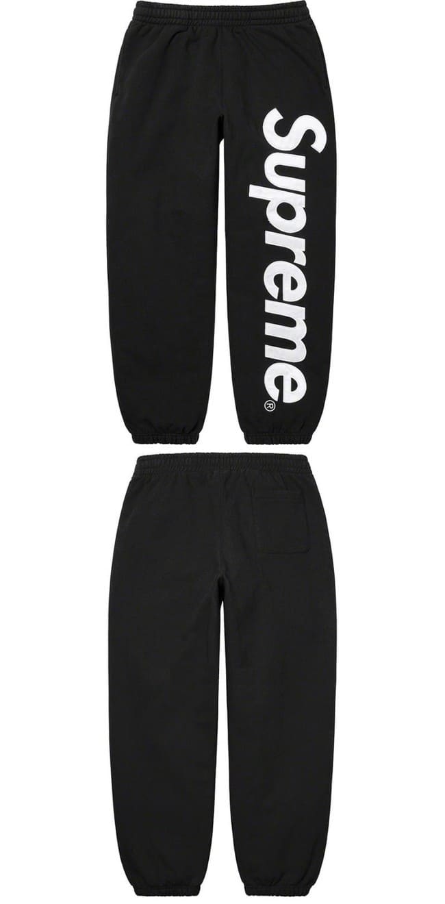 Supreme 22FW Satin Appliqué Sweatpant Black シュプリーム 22FW サテンアップリケ スウェットパンツ ブラック