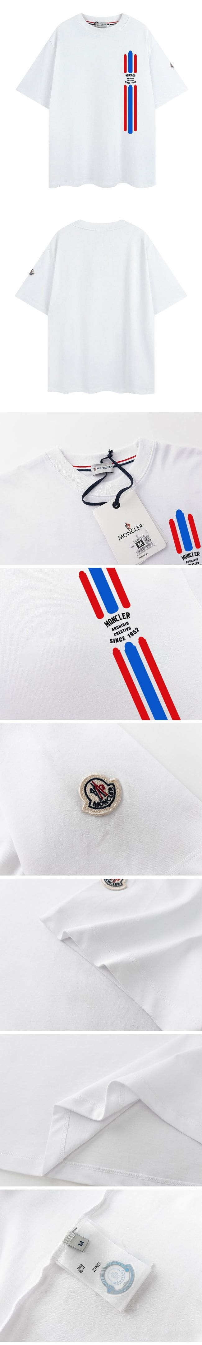 Moncler Line Print Tee モンクレール ラインデザイン Tシャツ ホワイト