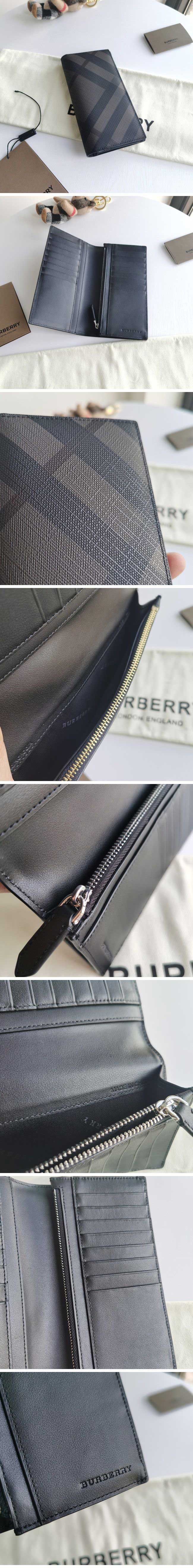 Burberry Checked Long Wallet バーバリー チェック ロング ウォレット 長財布 グレー【N級】