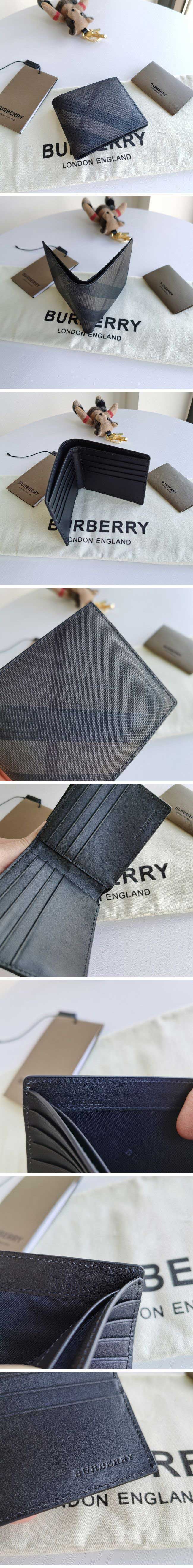 Burberry Checked Wallet バーバリー チェック ロング ウォレット 二つ折り財布 グレー【N級】