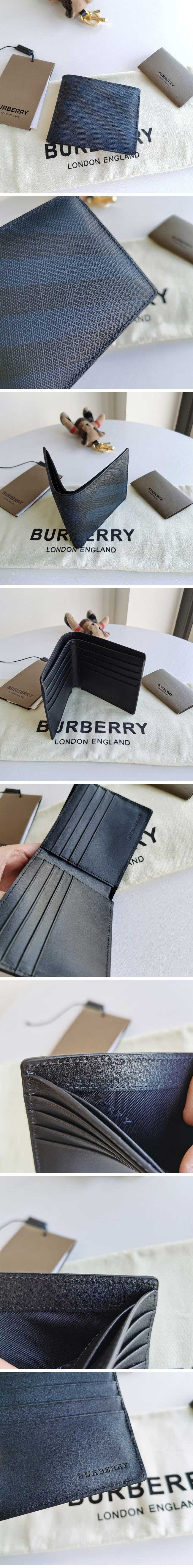 Burberry Checked Wallet バーバリー チェック ロング ウォレット 二つ折り財布 ネイビー【N級】