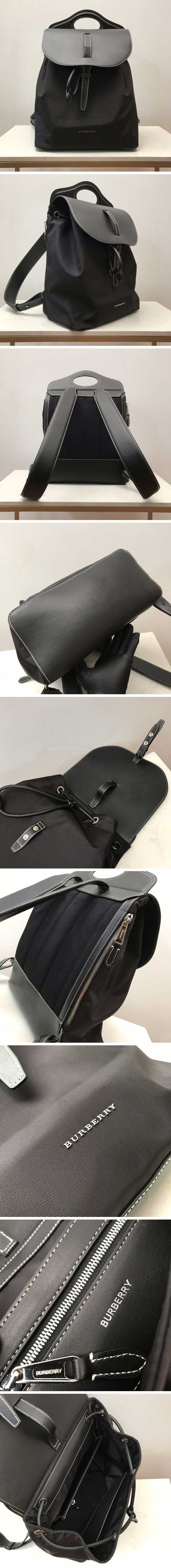 Burberry Nylon & Leather Black Backpac バーバリー ナイロン＆レザー ブラック バックパック【N級】