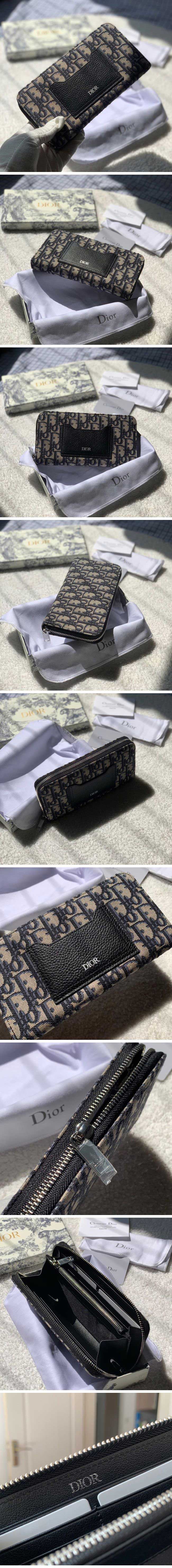 Dior Round Zip Wallet Oblique Jacquard ディオール ラウンドジップ ウォレット オブリーク ジャカード 長財布【N級】