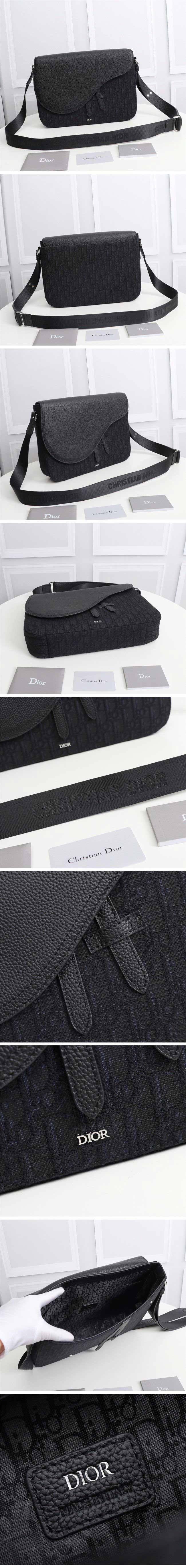 Dior Saddle Messenger Bag Oblique Jacquard & Grained Calfskin Black ディオール サドル メッセンジャーバッグ オブリーク ジャカード グレインドカーフスキン ブラック【N級】