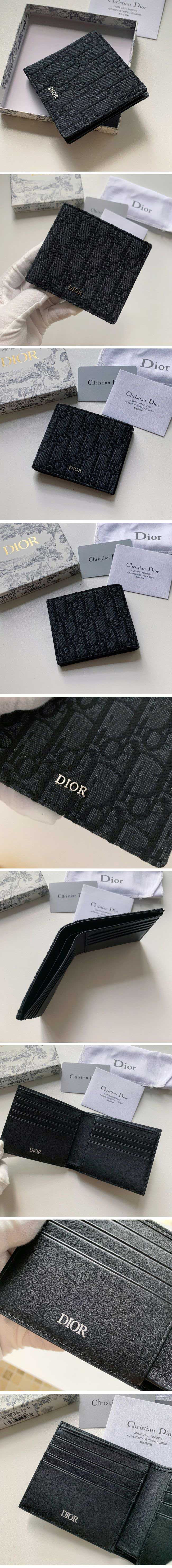Dior Wallet Oblique Jacquard Black ディオール ウォレット オブリーク ジャカード ブラック 二つ折り財布【N級】