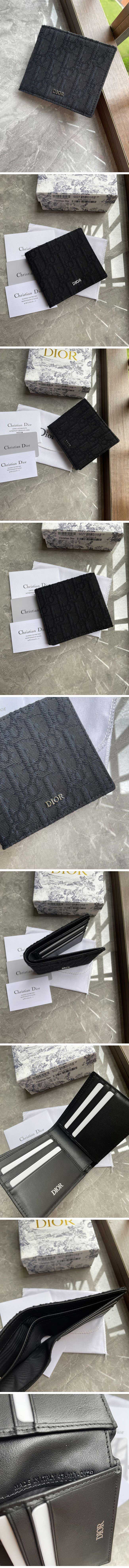Dior Wallet Oblique Jacquard Black ディオール ウォレット オブリーク ジャカード ブラック 二つ折り財布【N級】