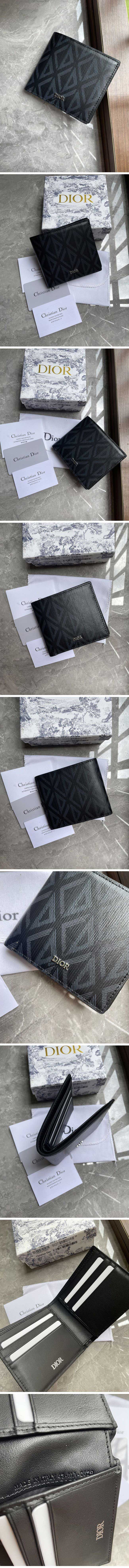 Dior Wallet CD Diamond Black ディオール ウォレット CDダイヤモンド ブラック 二つ折り財布【N級】