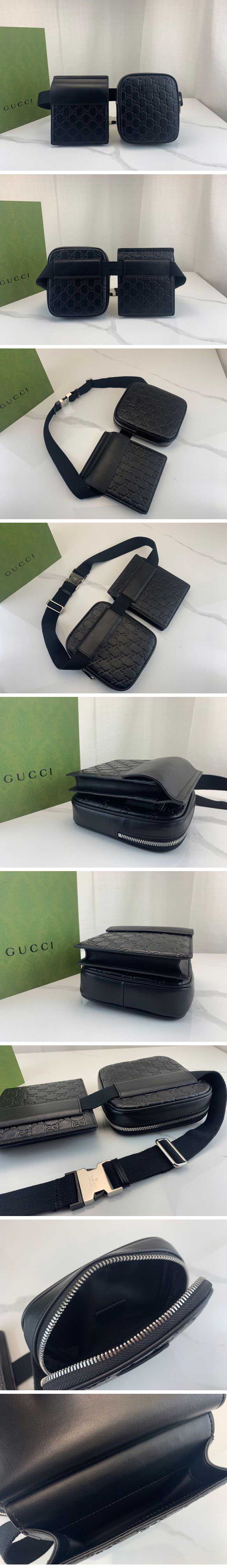 Gucci Waist Bag GG Supreme Black Leather グッチ ウエストバッグ ポーチ GGスプリーム ブラックレザー【N級】