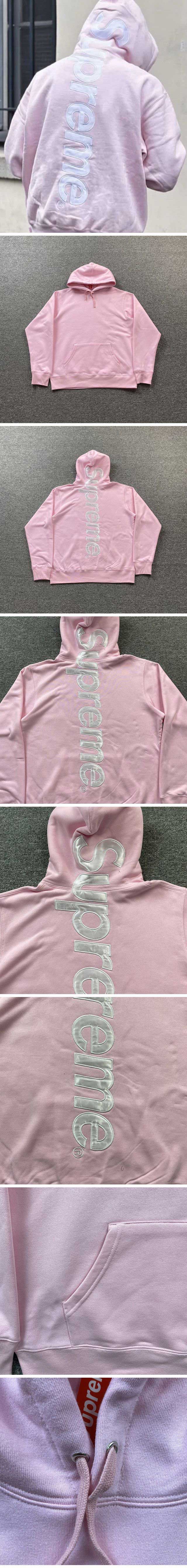 Supreme 23AW Satin Applique Hooded Sweatshirt シュプリーム 23AW サテン アップリケ スウェットパーカー ライトピンク