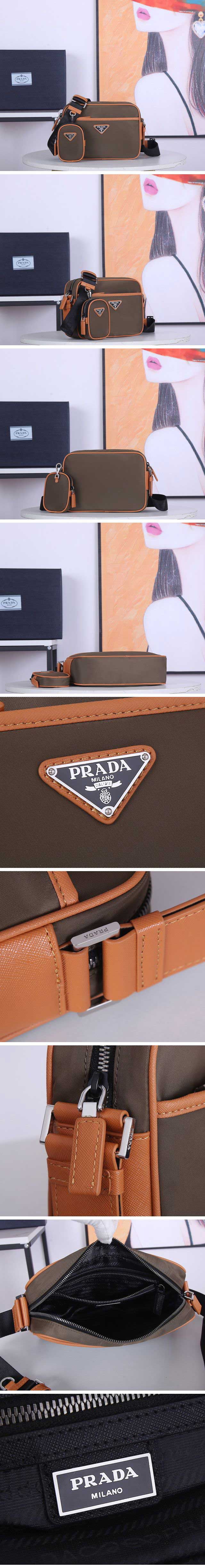 Prada Nylon Emblem Logo Shoulder Bag プラダ ナイロン エンブレム ロゴ ショルダーバッグ ブラウン