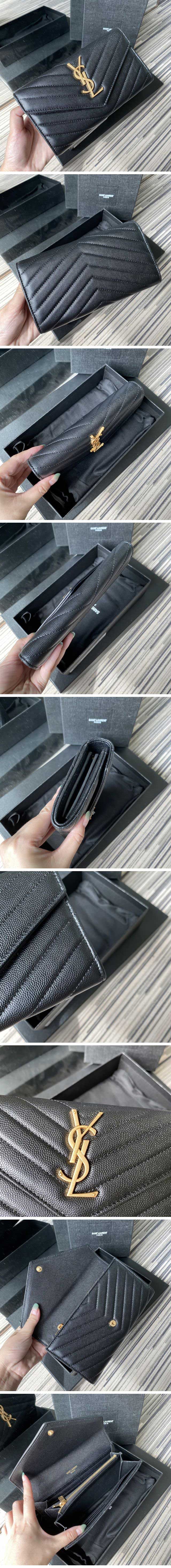 Saint Laurent Monogram Long Wallet サンローラン モノグラム ロング ウォレット ブラック&ゴールド