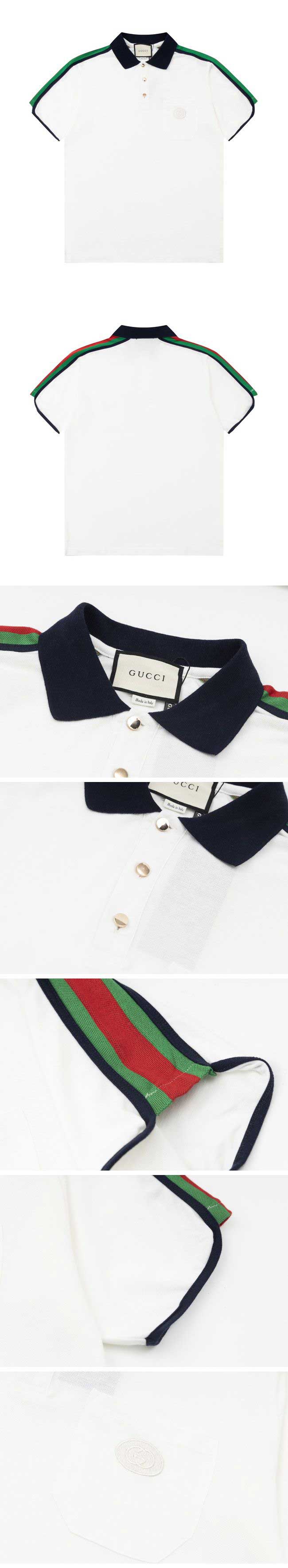 Gucci Shoulder Stripe Polo Shirt グッチ ショルダー ストライプ ポロシャツ ホワイト