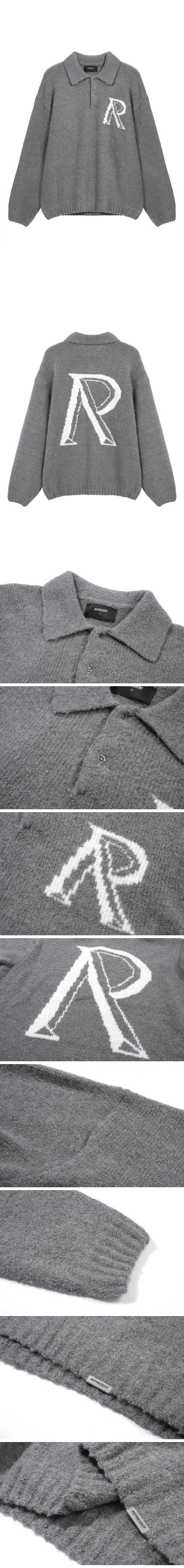 Represent R Logo Sweater リプレゼント R ロゴ セーター グレー